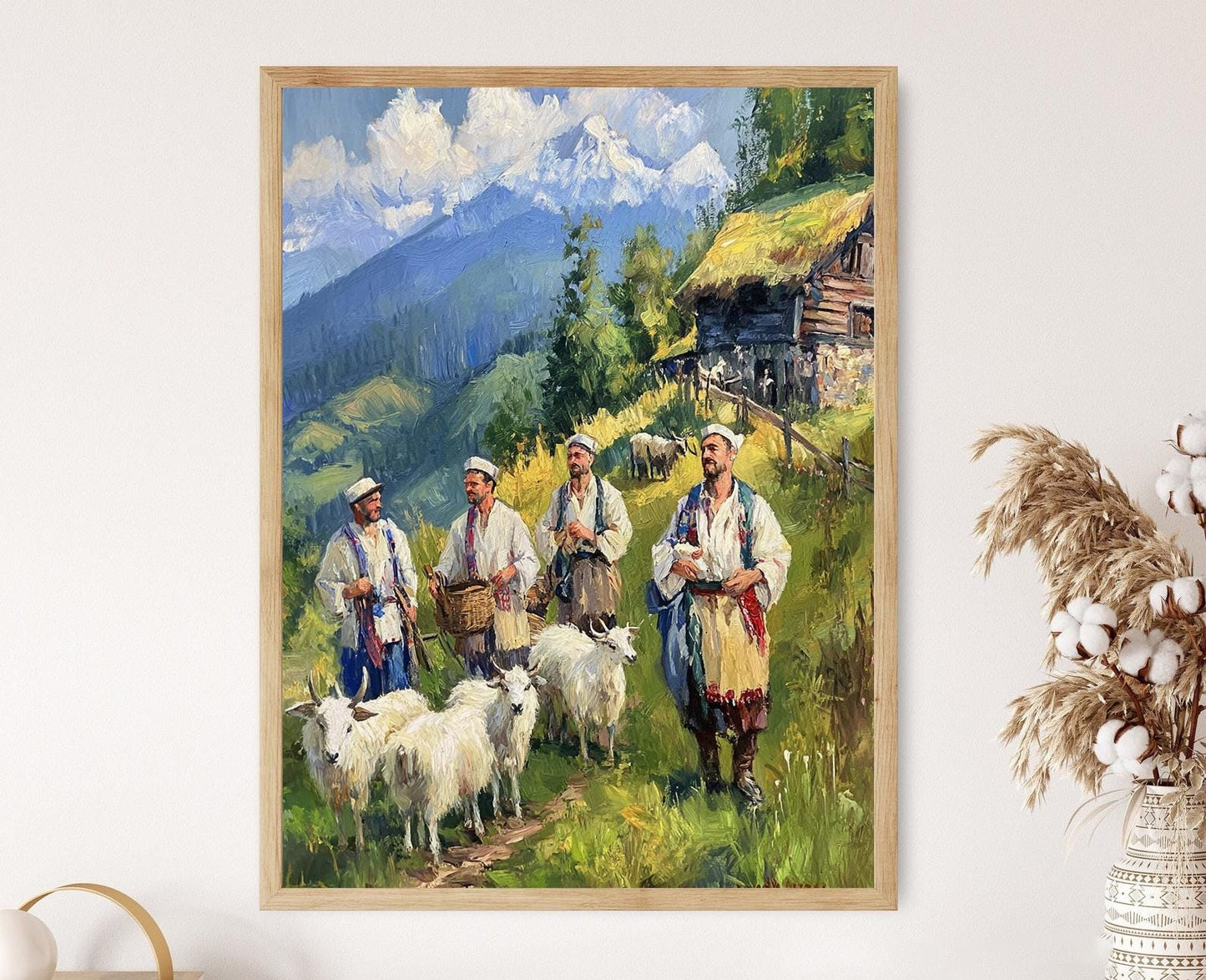 Affiche Bergers Roumains – Poster Scène Pastorale dans les Carpates