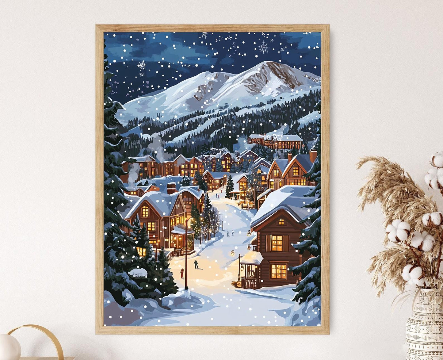 Affiche Hiver à Breckenridge – Poster Cabines Neige et Pistes de Ski