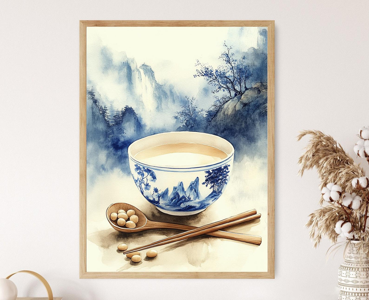 Affiche Lait de Soja Chinois – Poster Bol en Porcelaine Qing