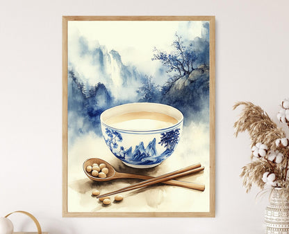 Affiche Lait de Soja Chinois – Poster Bol en Porcelaine Qing