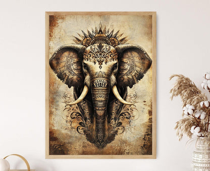 Affiche Éléphant du Karnataka – Tableau Folklore Indien