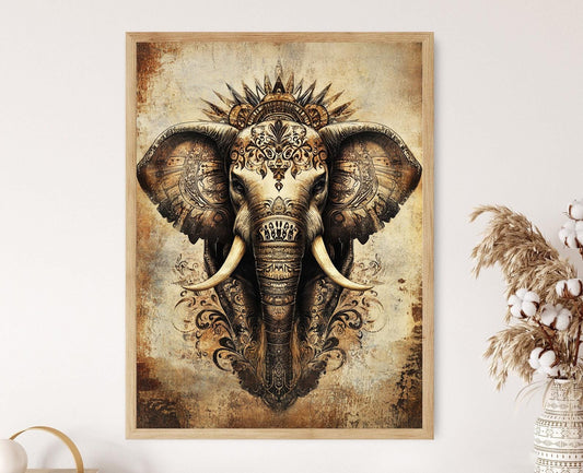 Affiche Éléphant du Karnataka – Tableau Folklore Indien