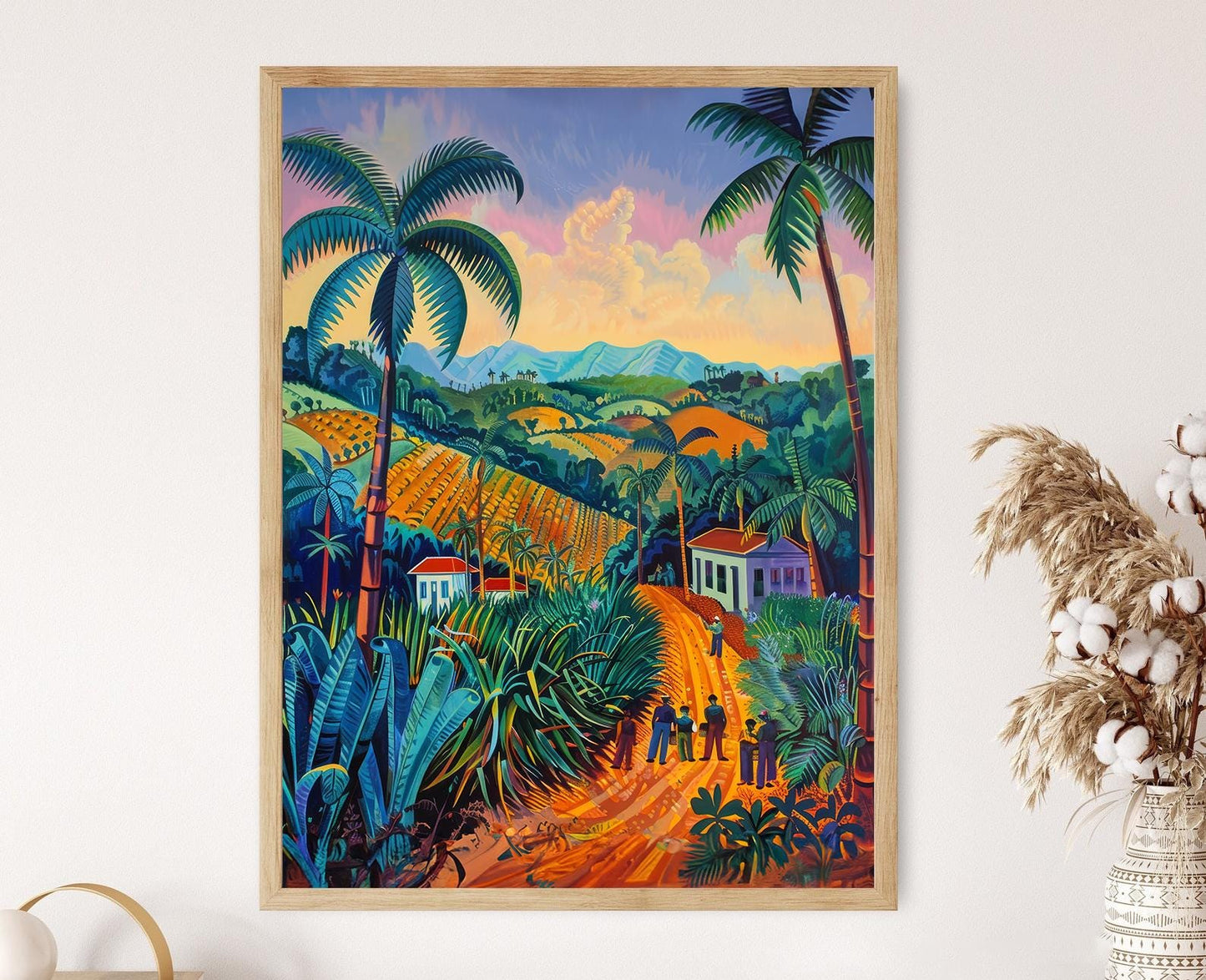 Affiche Canne à Sucre Cubaine – Artisanat Unique, Décor Culturel