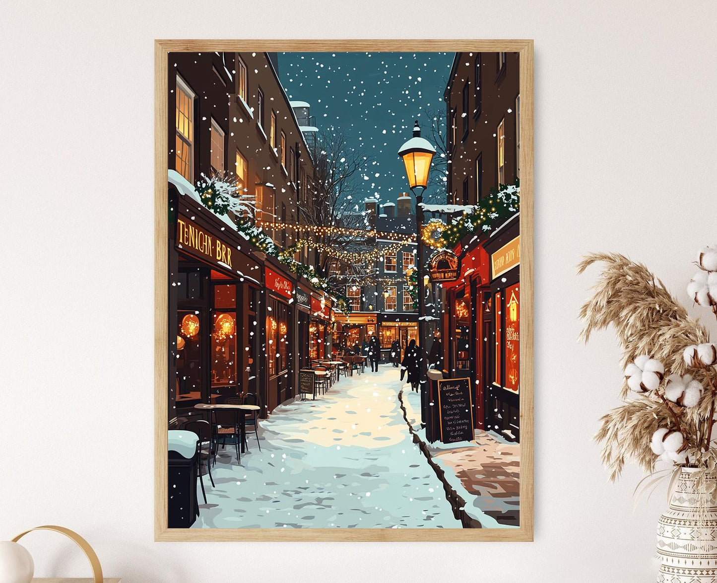 Affiche Dublin Hivernal – Poster Art de Temple Bar sous la Neige