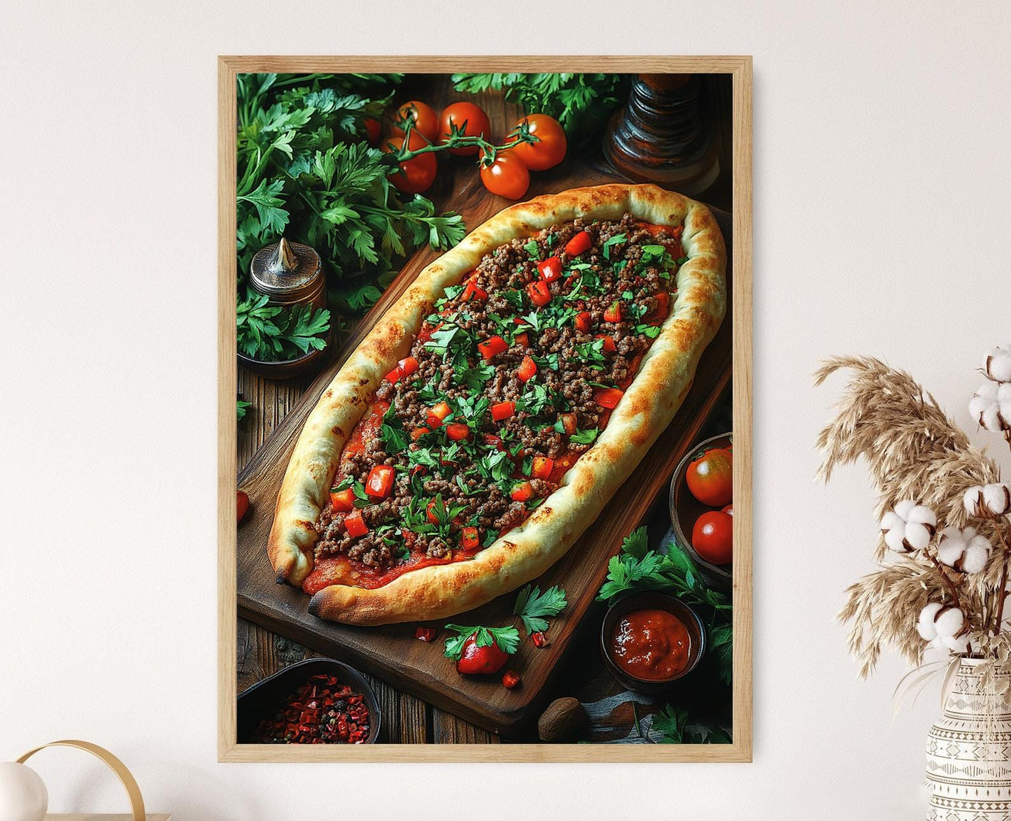 Affiche de Pide Turc – Illustration de Topping Agneau et Poivron