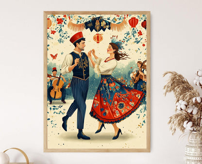 Affiche Danse Krakowiak – Impression d'Art en Costumes Traditionnels