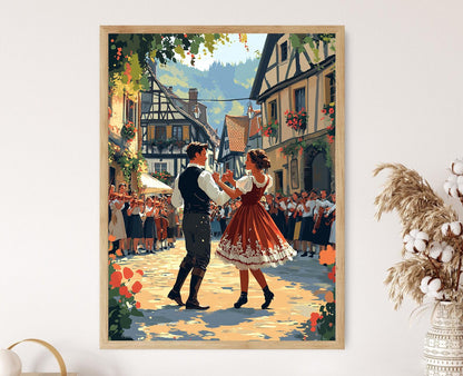 Affiche Zwiefacher – Impression Art déco de danse folklorique allemande