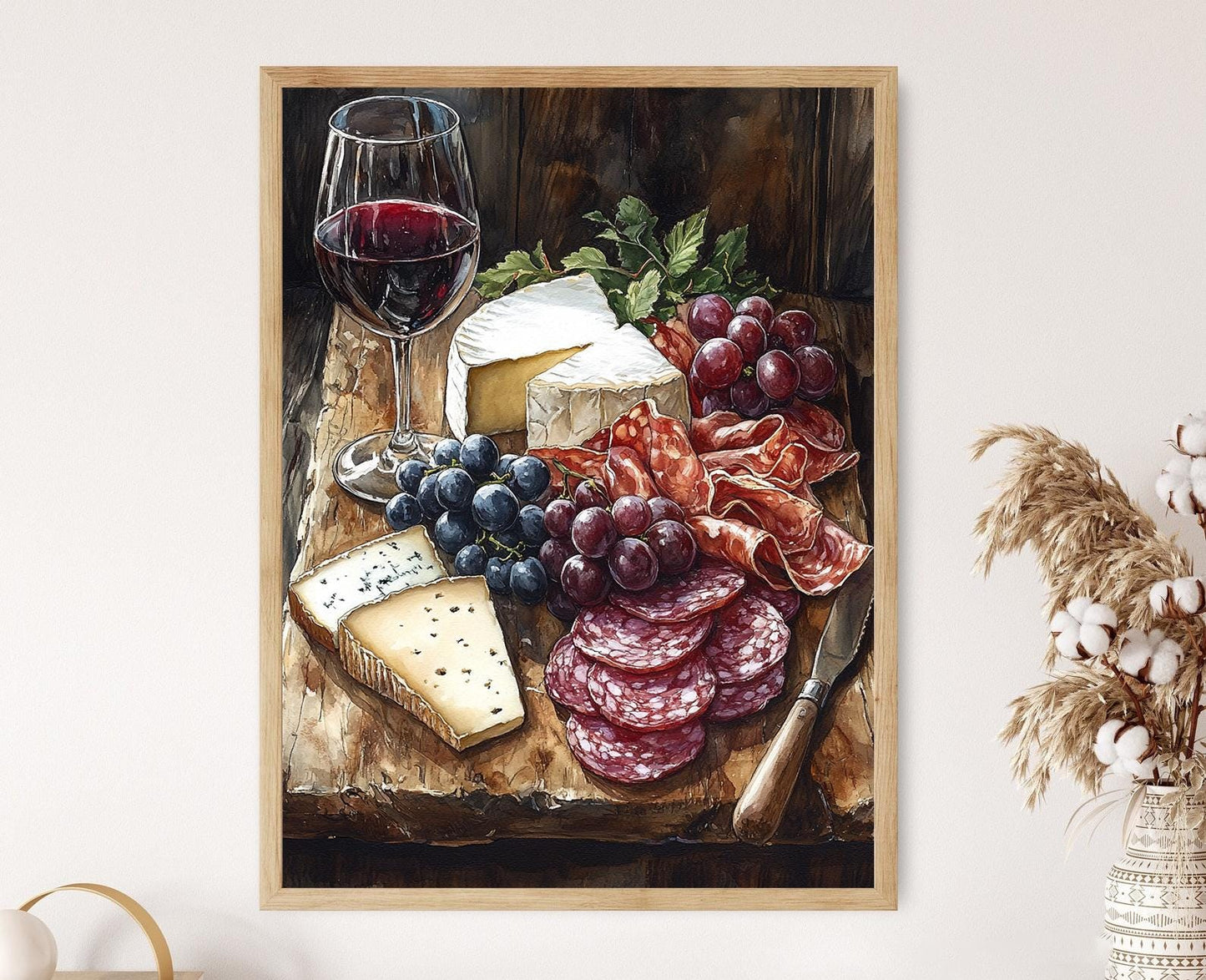 Affiche Charcuterie Française – Art de Cuisine avec Fromages et Vin