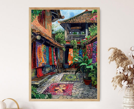 Affiche Batik Colorée – Impression Murale Unique de Java