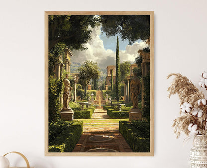 Affiche Villa Romaine – Poster Art des Jardins Luxueux à Rome