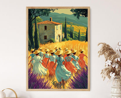 Affiche Danse Farandole – Poster Art Provence Lavande et Folklore