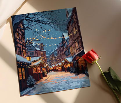 Affiche Marché d'Hiver à Strasbourg – Poster Décor Festif de Noël