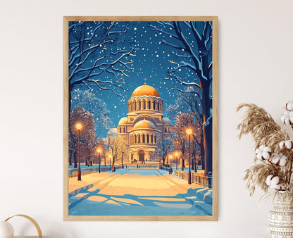 Affiche Hiver Sofia – Poster Cathédrale enneigée de Bulgarie