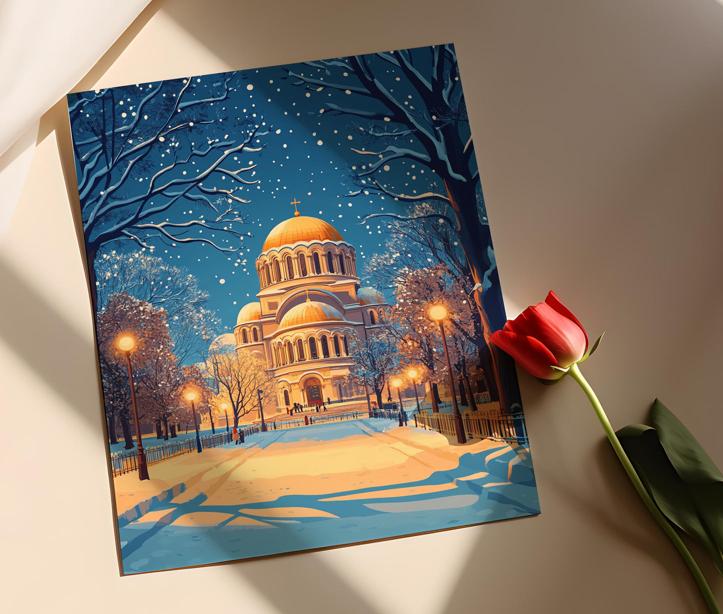 Affiche Hiver Sofia – Poster Cathédrale enneigée de Bulgarie