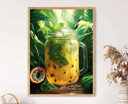 Affiche Mojito aux Fruits de la Passion – Illustration de Boisson Tropicale