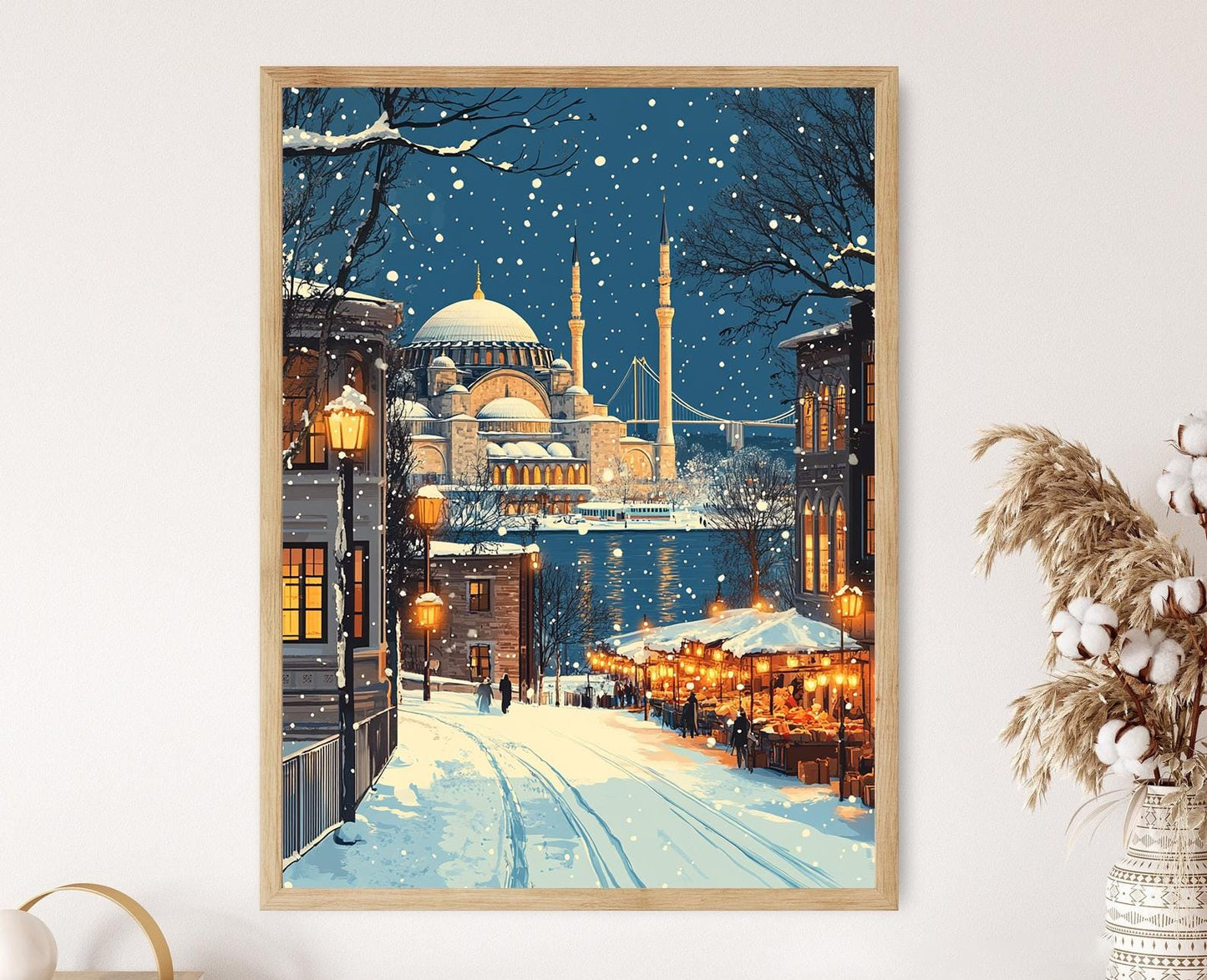 Affiche Istanbul Hivernal – Poster Art de la Skyline enneigée
