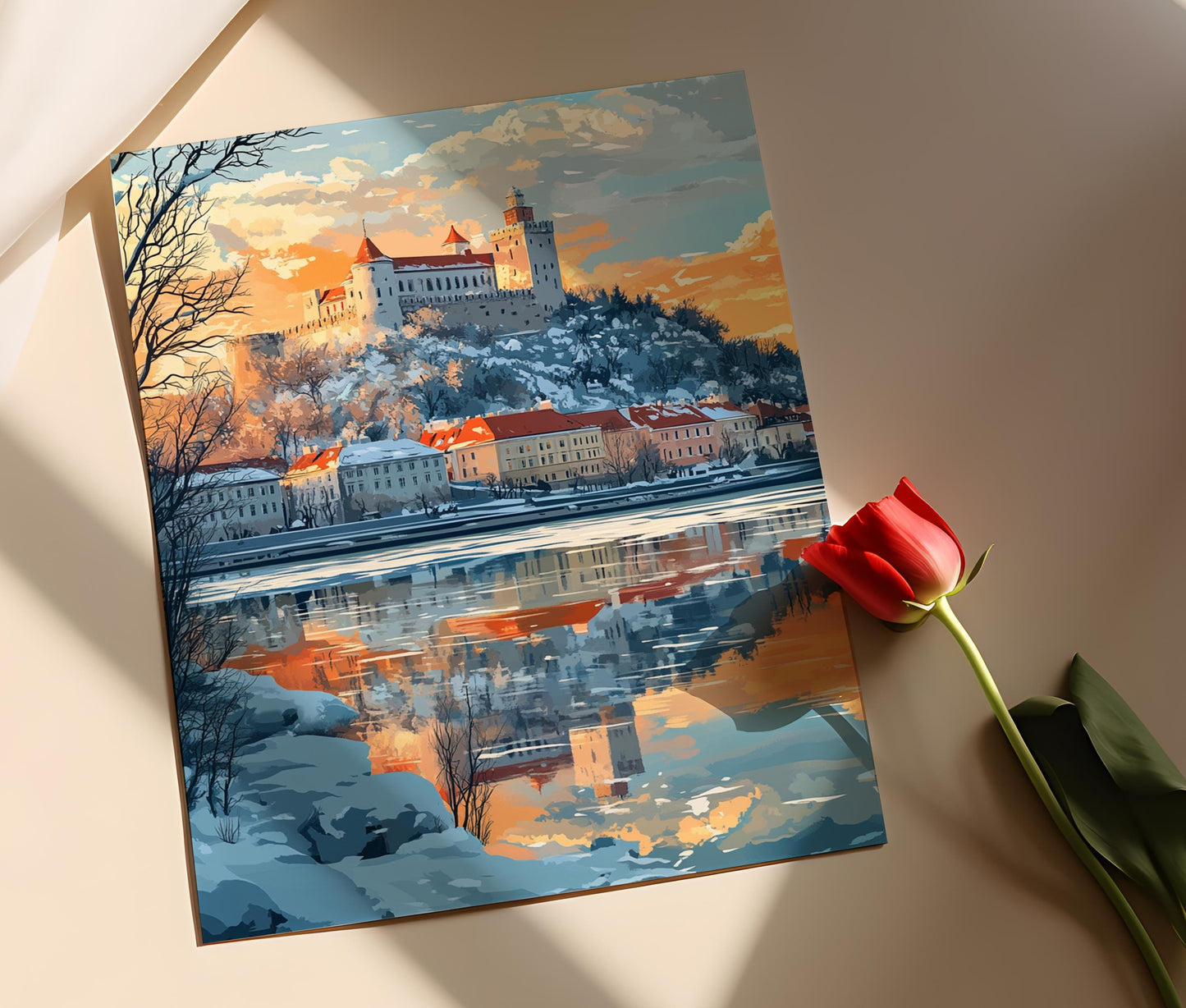 Affiche Château de Bratislava – Poster Art hivernal et décoratif de Slovaquie