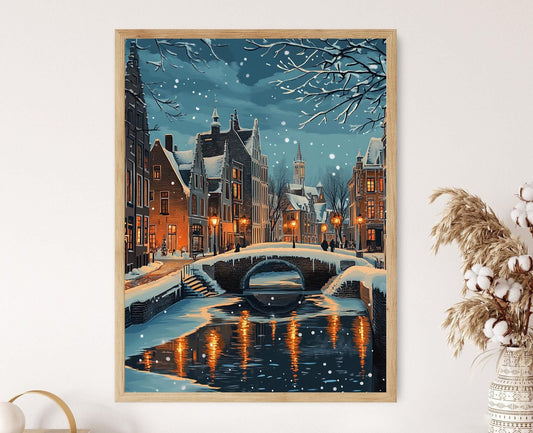 Affiche Bruges en Hiver – Poster Décoratif de la Venise du Nord