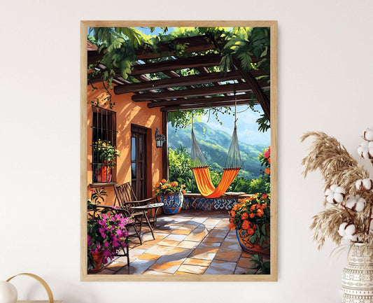 Affiche Art Guatémaltèque – Poster Tropical Mayan avec Fleurs et Motifs