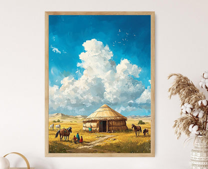 Affiche Yourte Mongole – Impression Art, Paysage de Steppe et Vie Nomade