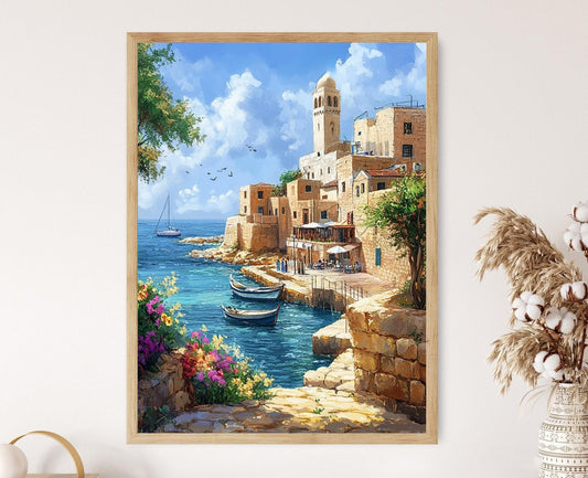 Affiche Village de Pêche Jaffa – Poster Charme Côtier Palestinien