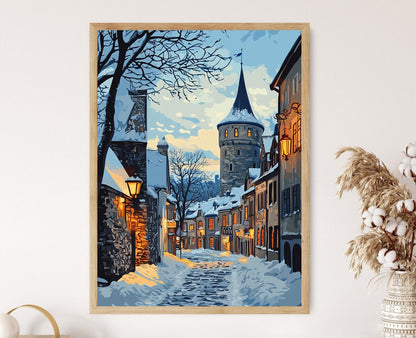 Affiche Tallinn Hivernale – Poster Décor d'Estonie et Patrimoine Baltique