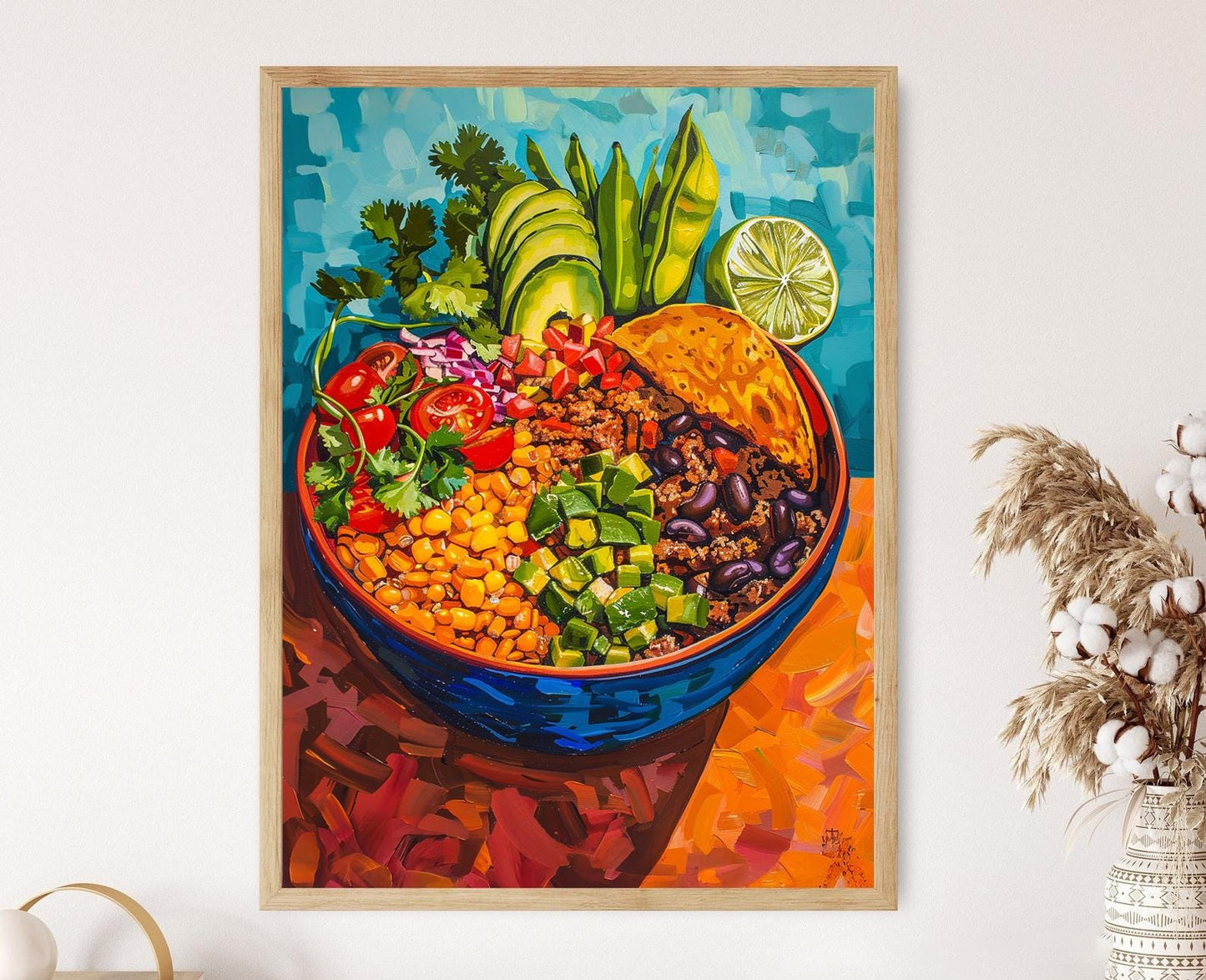 Affiche Bol Burrito Mexicain – Art Culinaire Éclatant et Coloré