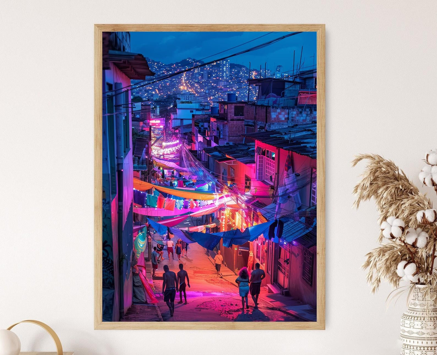 Affiche Favela Brésilienne – Giclée Colorée pour Décor Murale