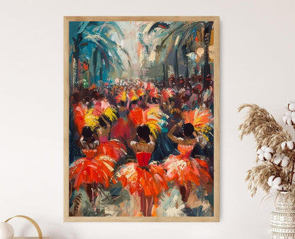 Affiche Carnaval de Rio : Danseuse Samba, Décor Brésilien
