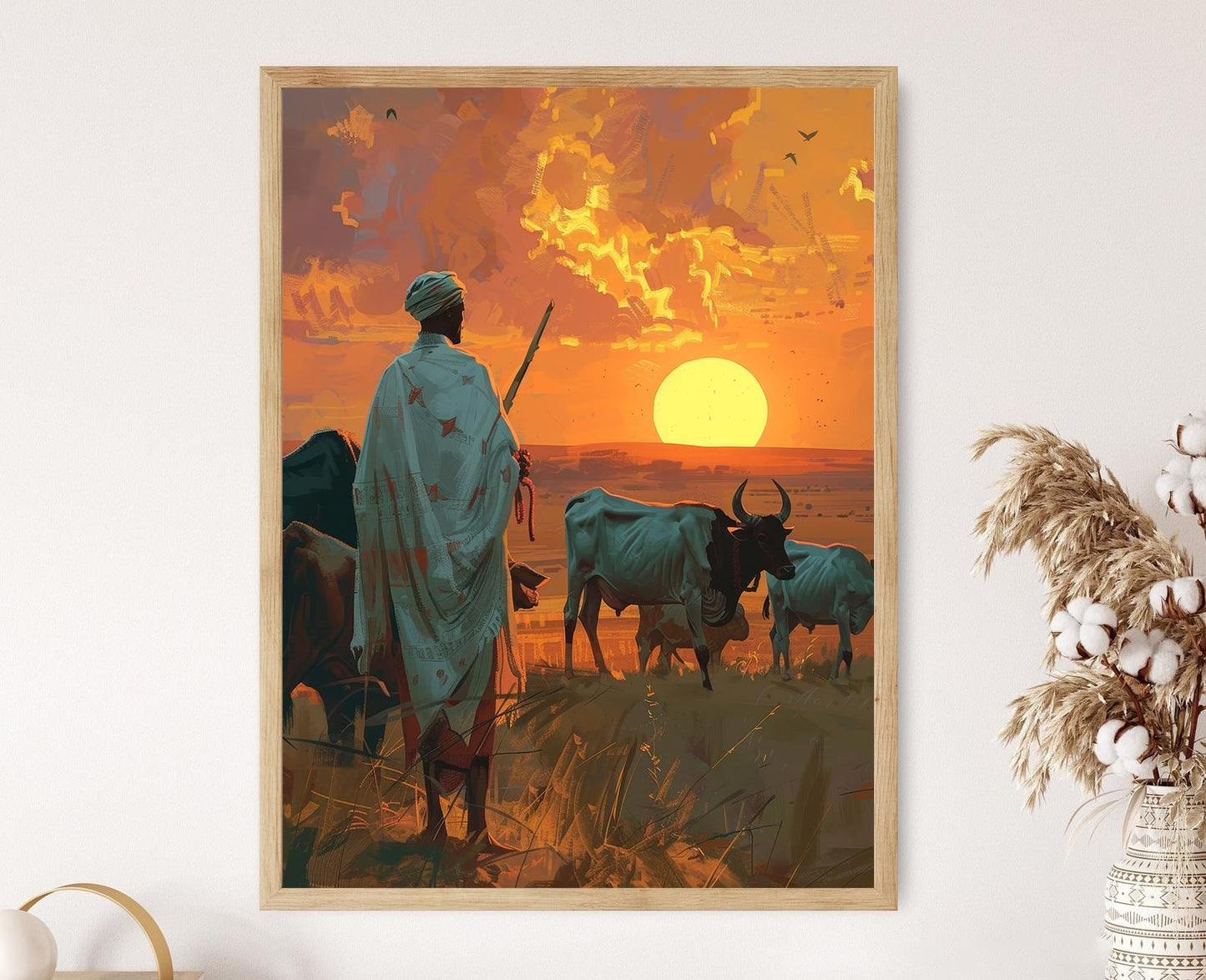 Affiche Éleveur Fulani – Poster en Tenue Traditionnelle dans le Sahel