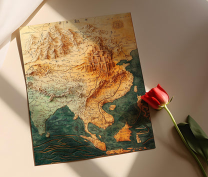 Affiche Empire Mongol – Poster Carte Historique des Territoires Conquis