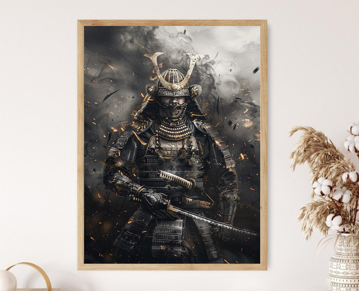 Affiche Guerrier Shogun – Peinture Artisanale d'Art Samurai Japonais