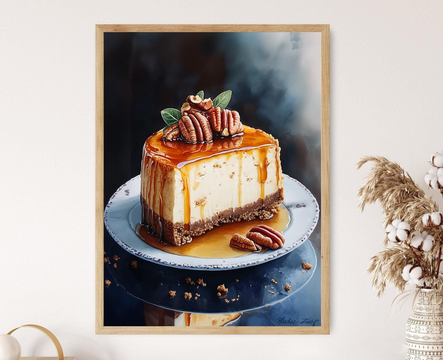 Affiche Cheesecake New York – Poster Art avec Caramel et Noix de Pécan