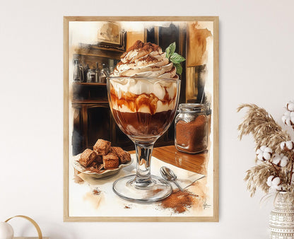 Affiche Tiramisu – Impression d'art avec biscuits imbibés et cacao
