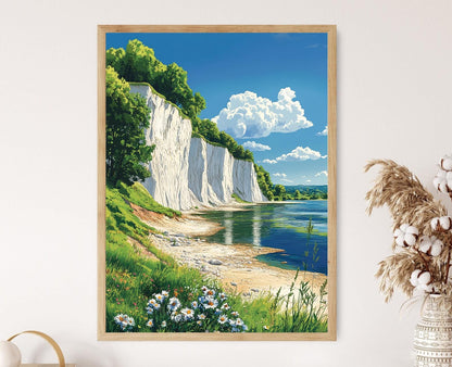 Affiche Don River – Impression des Falaises Blanches et Arbres Verts