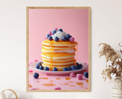 Affiche Pancakes – Poster Art avec Sirop d'érable et Myrtilles