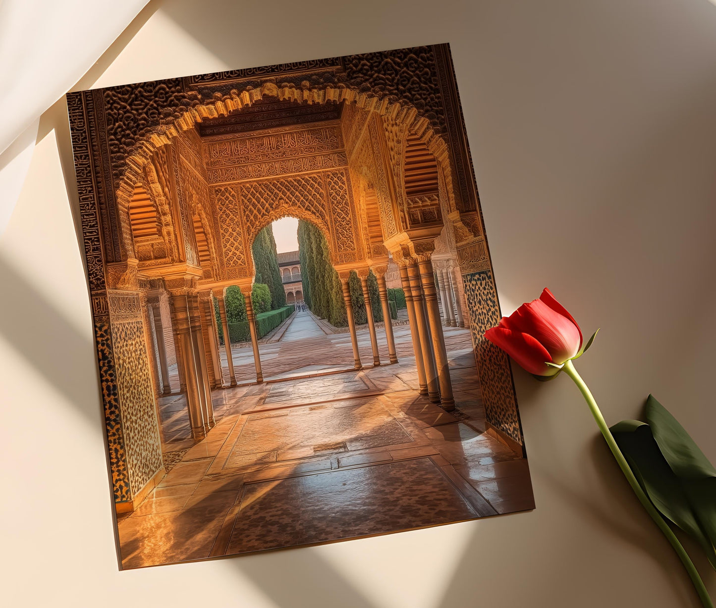 Affiche Alhambra – Poster Art Espagnol, Architecture Mauresque au Couchant