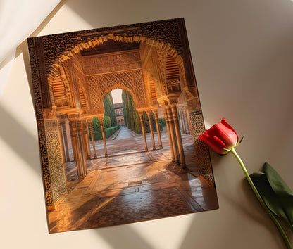 Affiche Alhambra – Poster Art Espagnol, Architecture Mauresque au Couchant