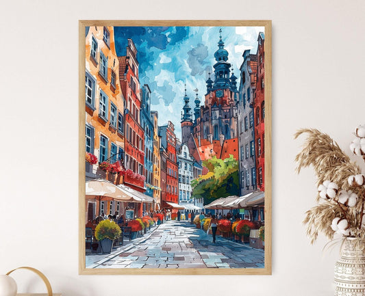 Affiche Gdańsk – Poster Coloré de la Fontaine Neptune en Pologne