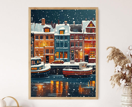 Affiche Hiver à Copenhague – Poster Paysage Urbain Scandinaire