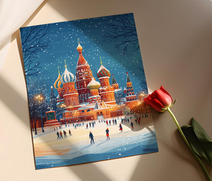 Affiche Hiver Rouge – Poster de Moscou et de la Cathédrale Saint-Basile