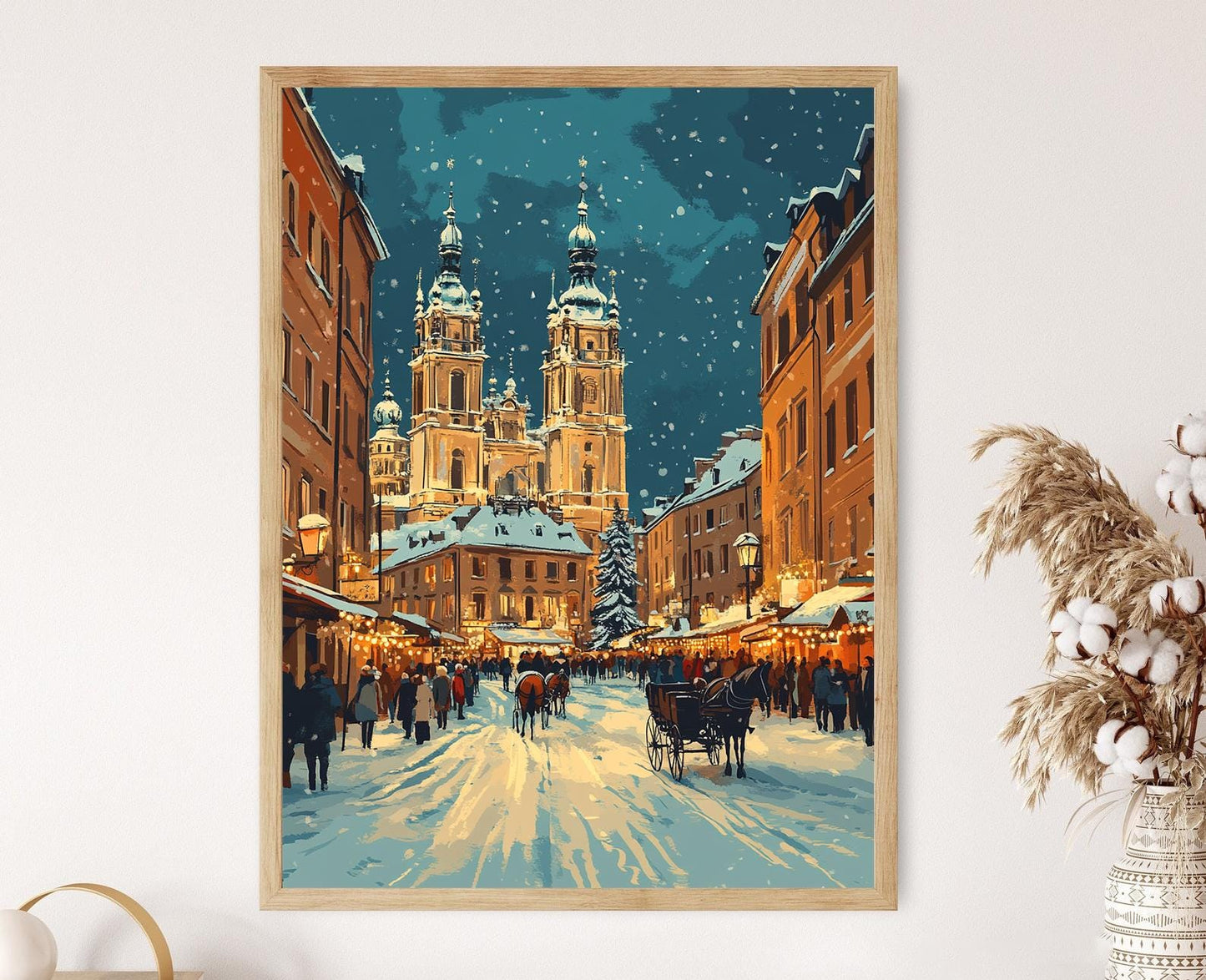 Affiche Hiver à Cracovie – Poster Décor de Vieille Ville Polonaise