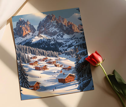 Affiche Décor des Dolomites – Poster Paysage alpin enneigé
