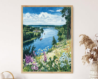 Affiche Volga – Poster Art du Fleuve et Forêt de Yaroslavl, Russie