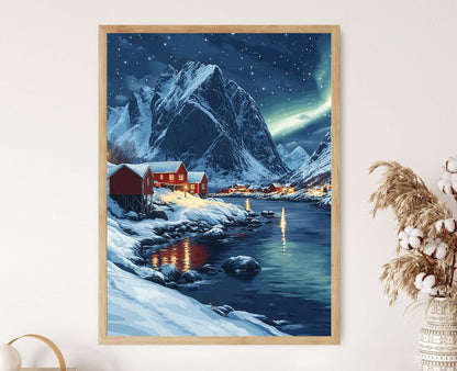 Affiche Lofoten en Hiver – Poster Paysage Norvégien et Aurores Boréales