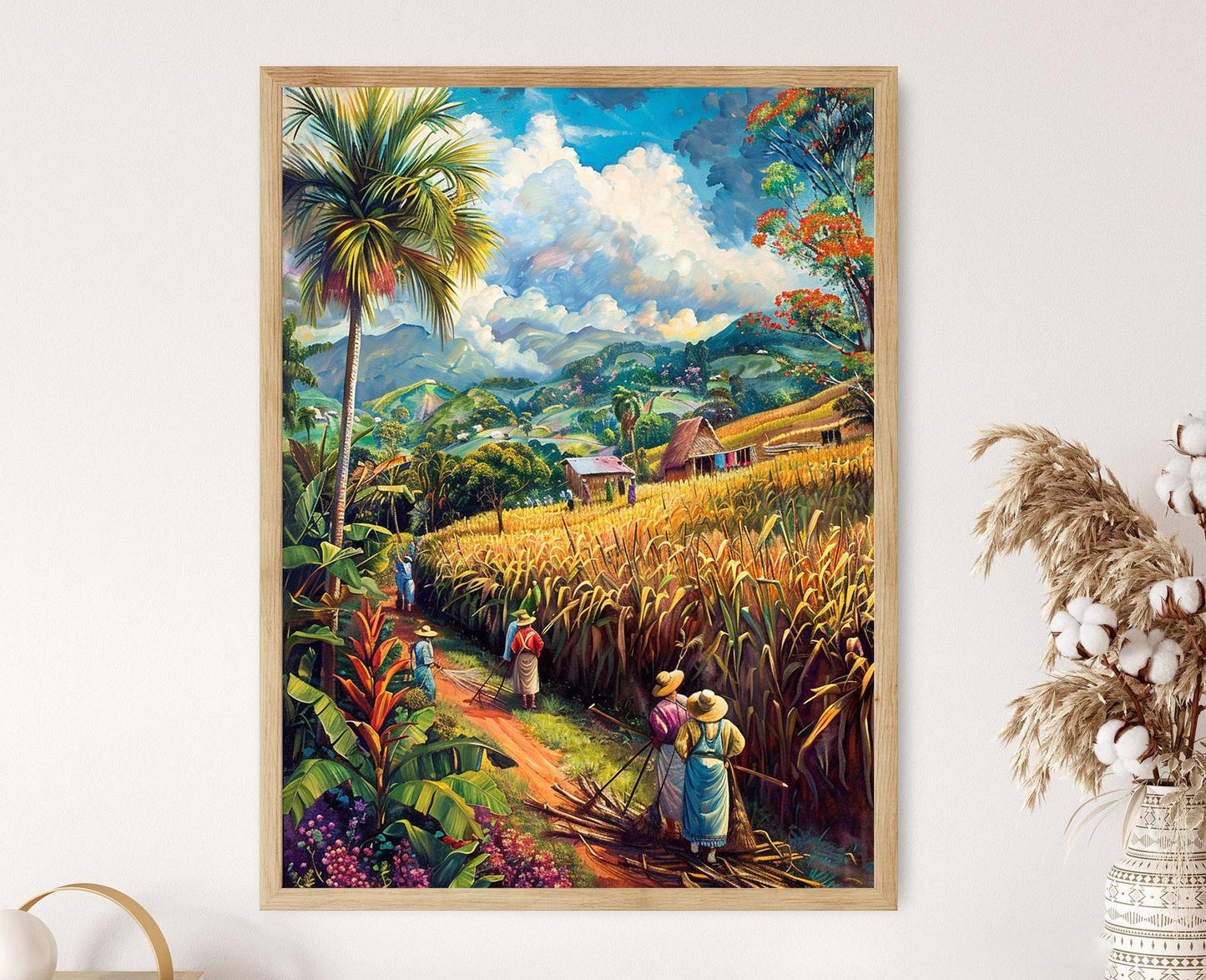 Affiche Fermiers de Canne à Sucre du Costa Rica – Art Rustique de la Vie à la Ferme