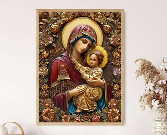 Affiche Vierge Marie Sacrée – Impression d'art pour bénédictions et dévotion