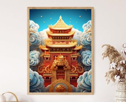 Affiche Temple dans les Nuages – Impression Art Détaillée, Cadeau Culturel