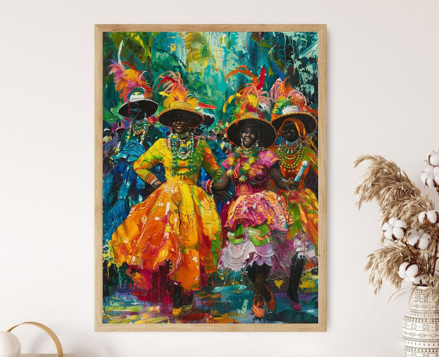 Affiche Costumes de Carnaval – Poster Tenues Vibrantes de Trinidad et Tobago