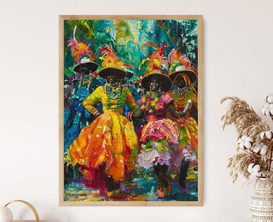 Affiche Costumes de Carnaval – Poster Tenues Vibrantes de Trinidad et Tobago